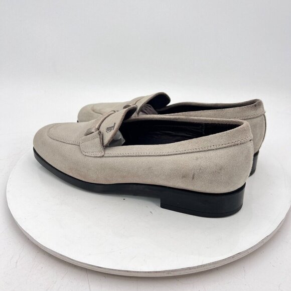 Tod's Women Size EU 38.5 US 8.5 Light Grey Suede Penny Loafer Low Heel Shoes - Picture 7 of 13